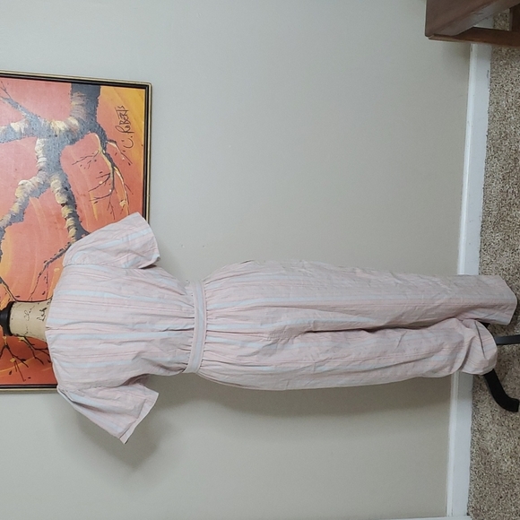 Madewell Striped Puff-Sleeve Tapered Jumpsuit Size 14 L1870 - Picture 4 of 10